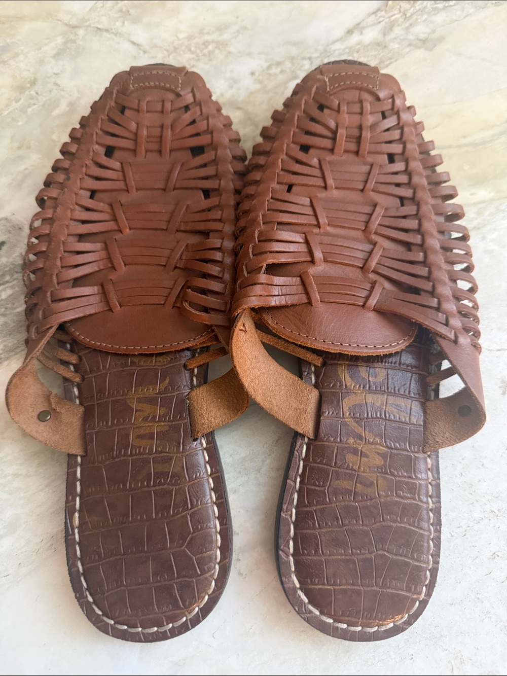 Sam Edelman Brown Woven Slide Sandals